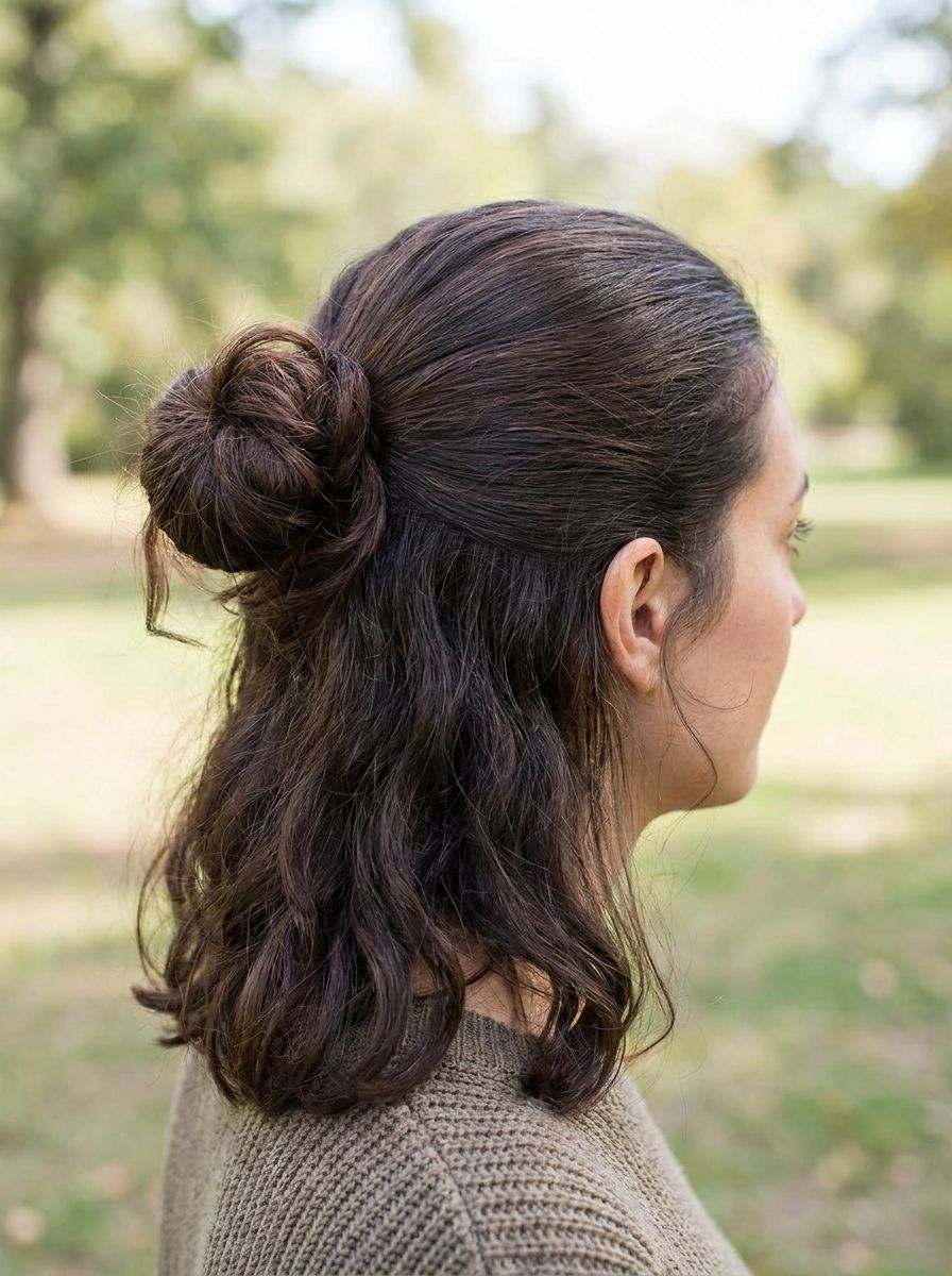 Messy Bun mit glatter Front - Frisuren für fettige Haare